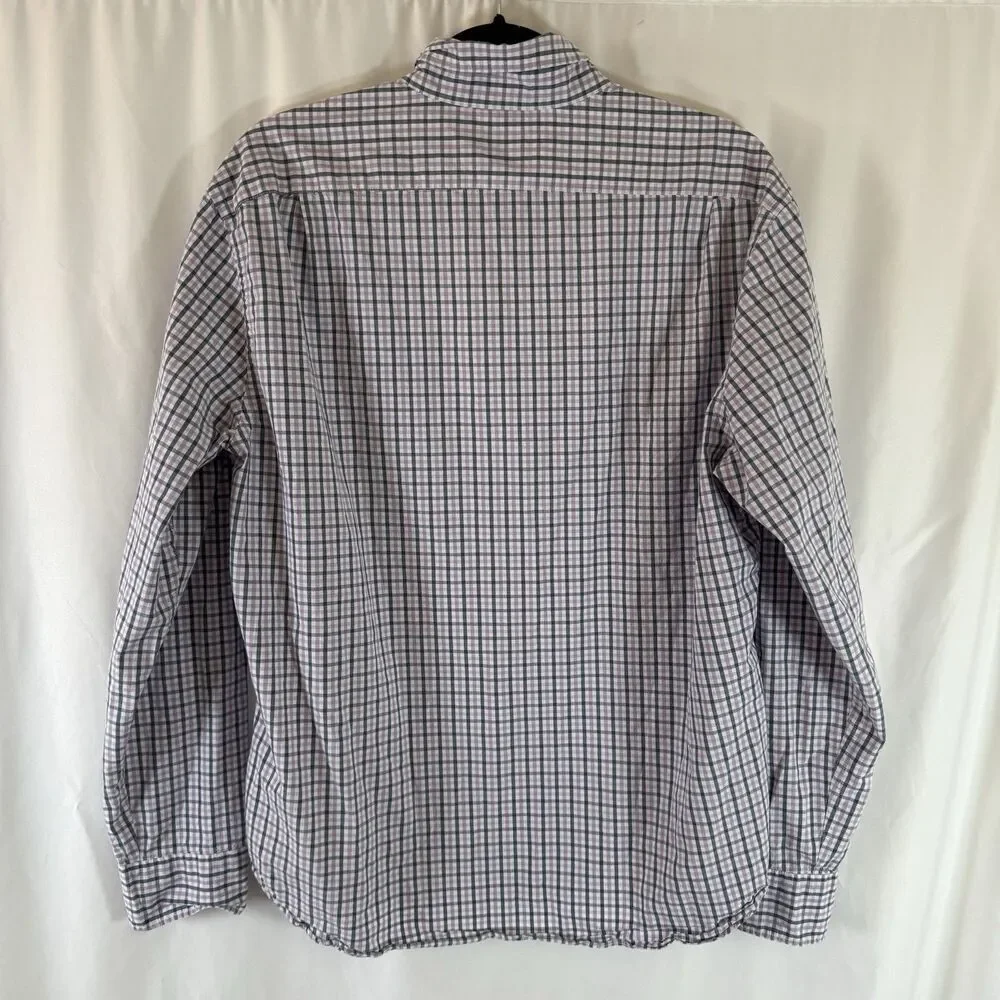 J. Crew Flex Washed Shirt Mens XL Purple Plaid Button Up Long Sleeve Slim Untuck